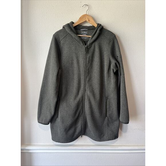 L.L. Bean Sweatshirt Women’s Green Full Zip Hoodie Pockets 1X Outdoor Comfy - Picture 1 of 15